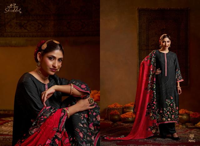 Shiddat bell rose 701 dress material wholesale market in pune